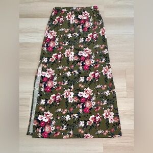 BONGO Floral Maxi Skirt in Green and Pink